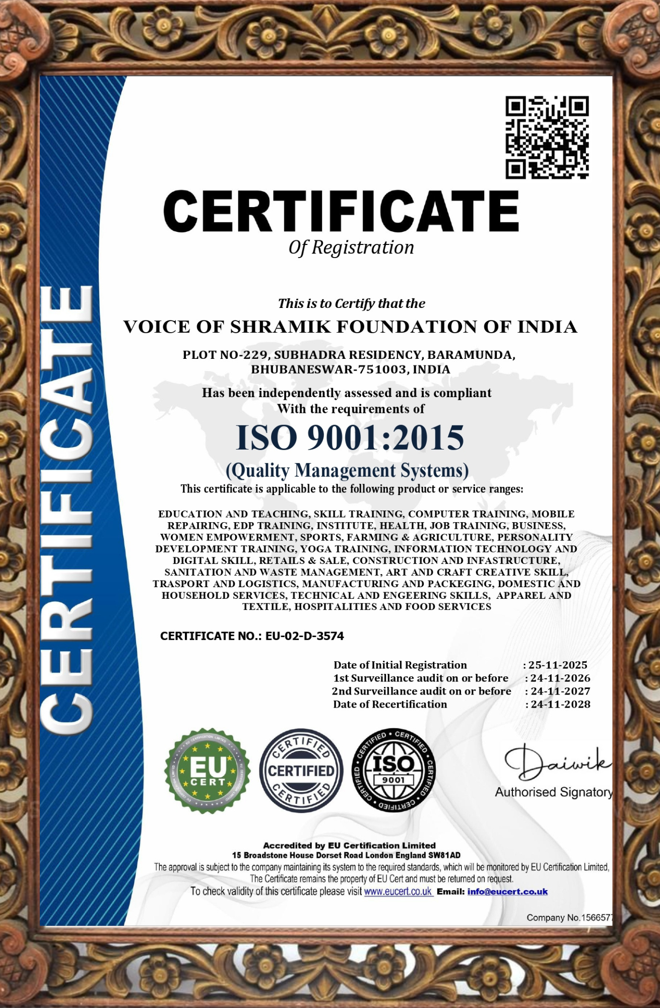 ISO 9001:2015 Certificate